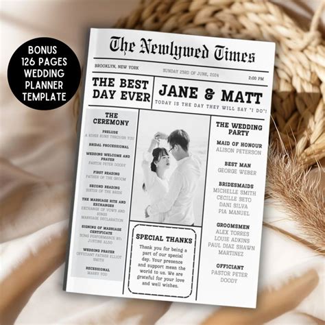 wedding newspaper template|wedding day newspaper template.